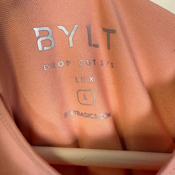 BYLT Premium Basics Mens Size Large Drop Cut Lux Shirt Orange Short Sleeves - Picture 2 of 8